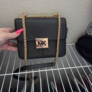 Michael Kors Black Crossbody Bag with Gold Accents
